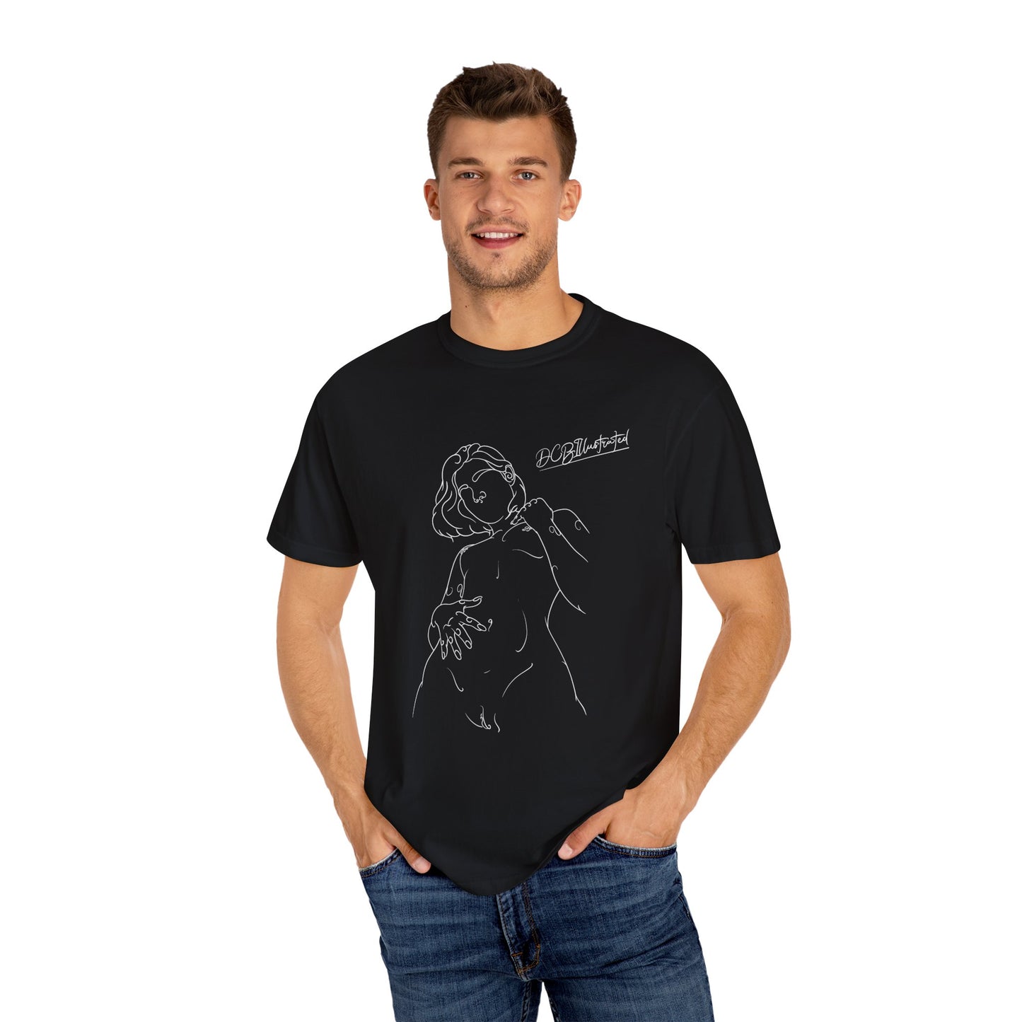 DCB Line Art Unisex Garment-Dyed T-shirt Design 4