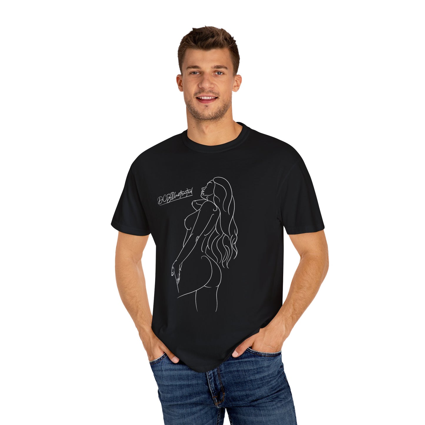 DCB Line Art Unisex Garment-Dyed T-shirt Design 5