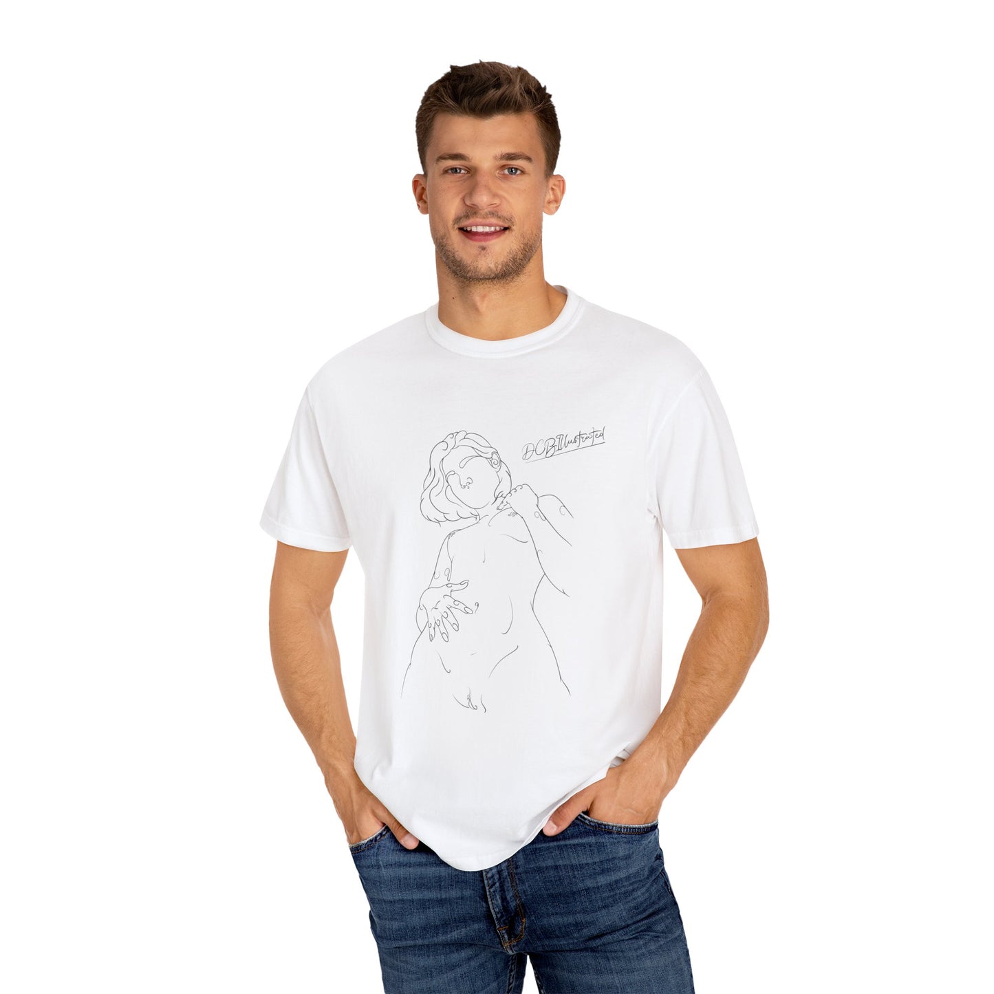 DCB Line Art Unisex Garment-Dyed T-shirt Design 4