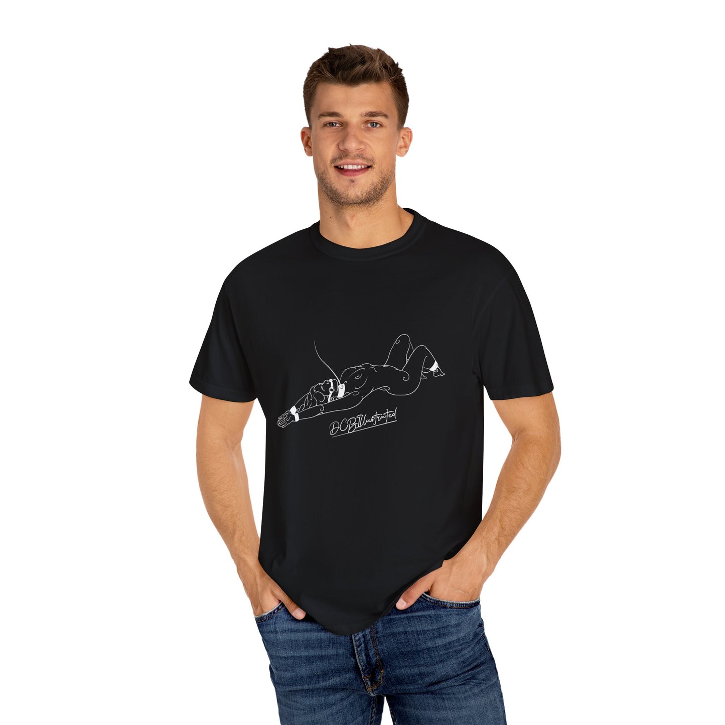 DCB Line Art Unisex Garment-Dyed T-shirt Design 6