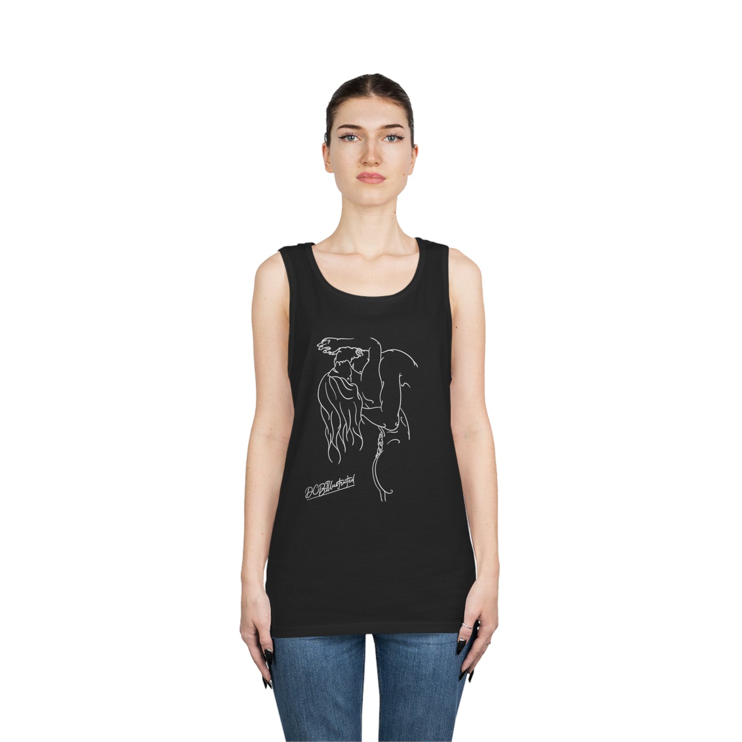 DCB Line Art Unisex Heavy Cotton Tank Top Design 2