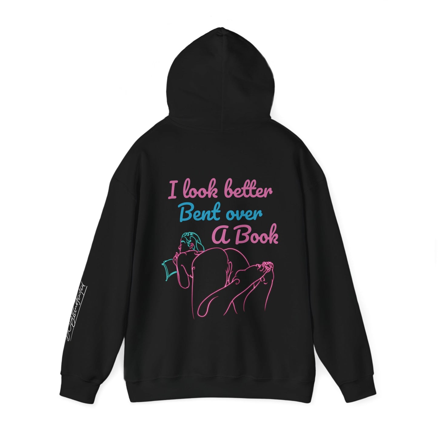 I Look Better Bent over a Book DCB Neon Unisex Heavy Blend™ Hooded Sweatshirt Design