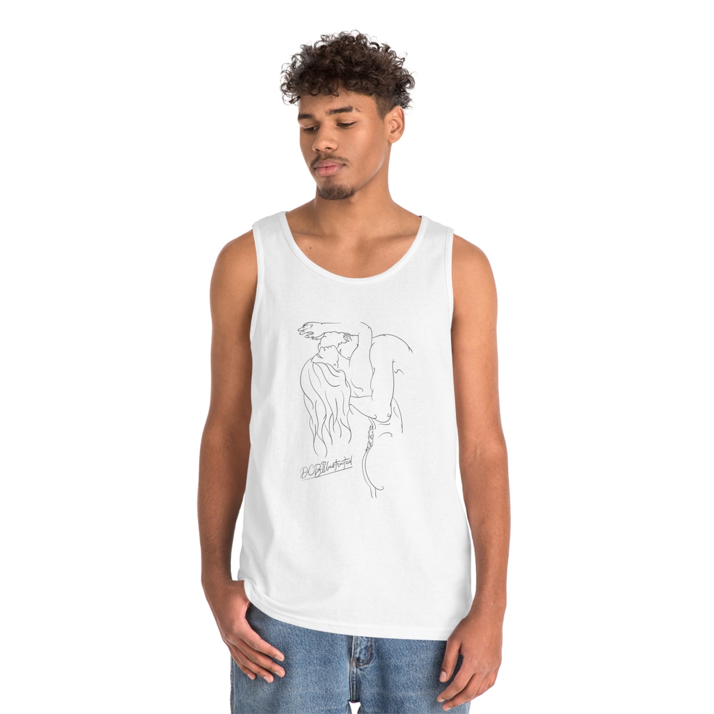 DCB Line Art Unisex Heavy Cotton Tank Top Design 2