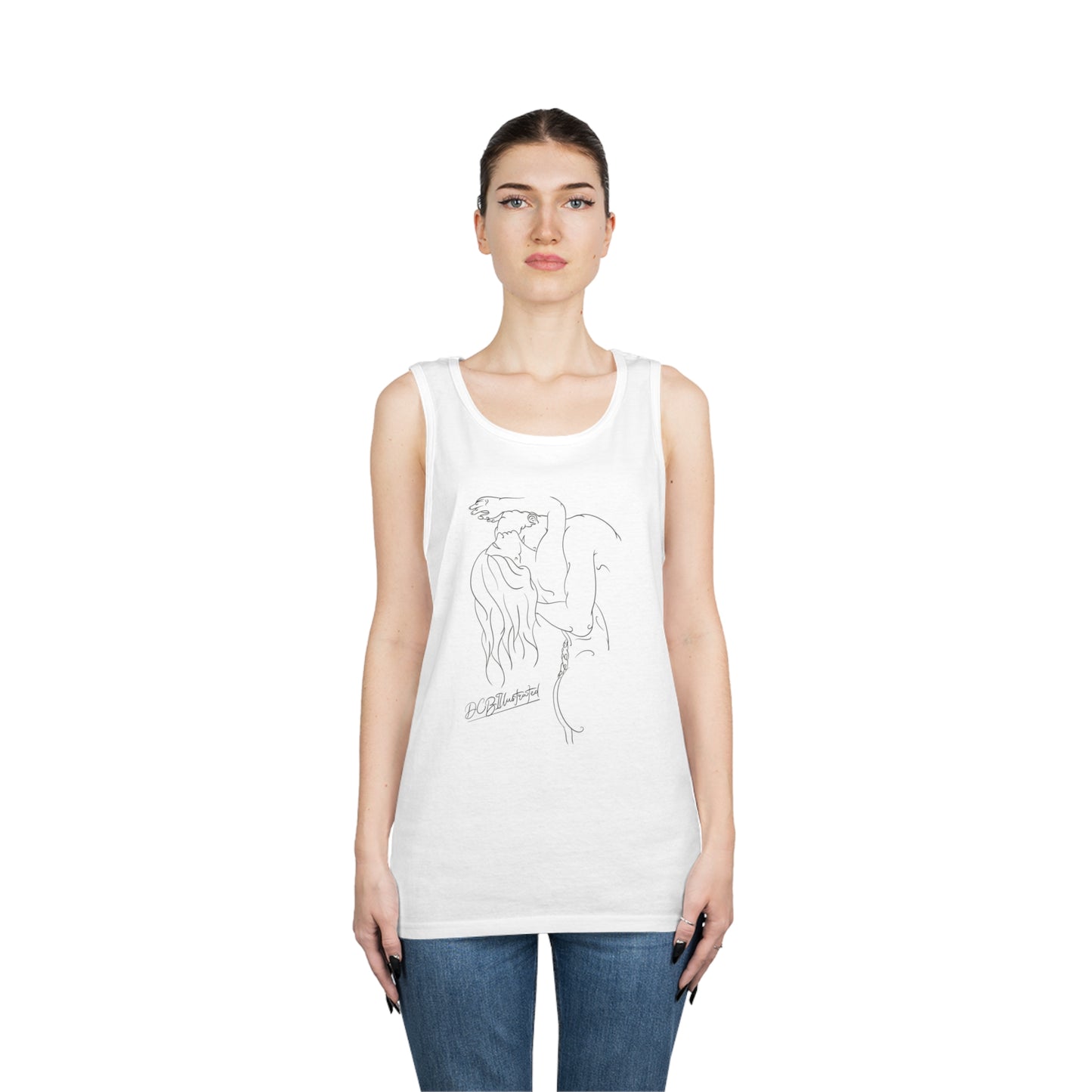 DCB Line Art Unisex Heavy Cotton Tank Top Design 2