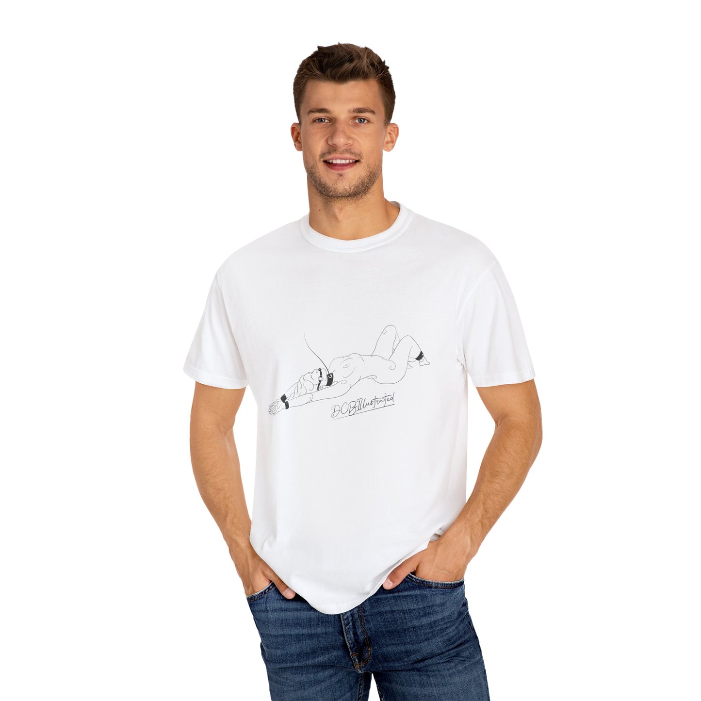 DCB Line Art Unisex Garment-Dyed T-shirt Design 6